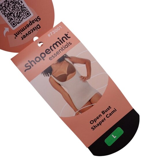 NWT Shapermint Essentials Open Bust Shaper Cami Sz L Black Compression Seamless - Picture 6 of 10